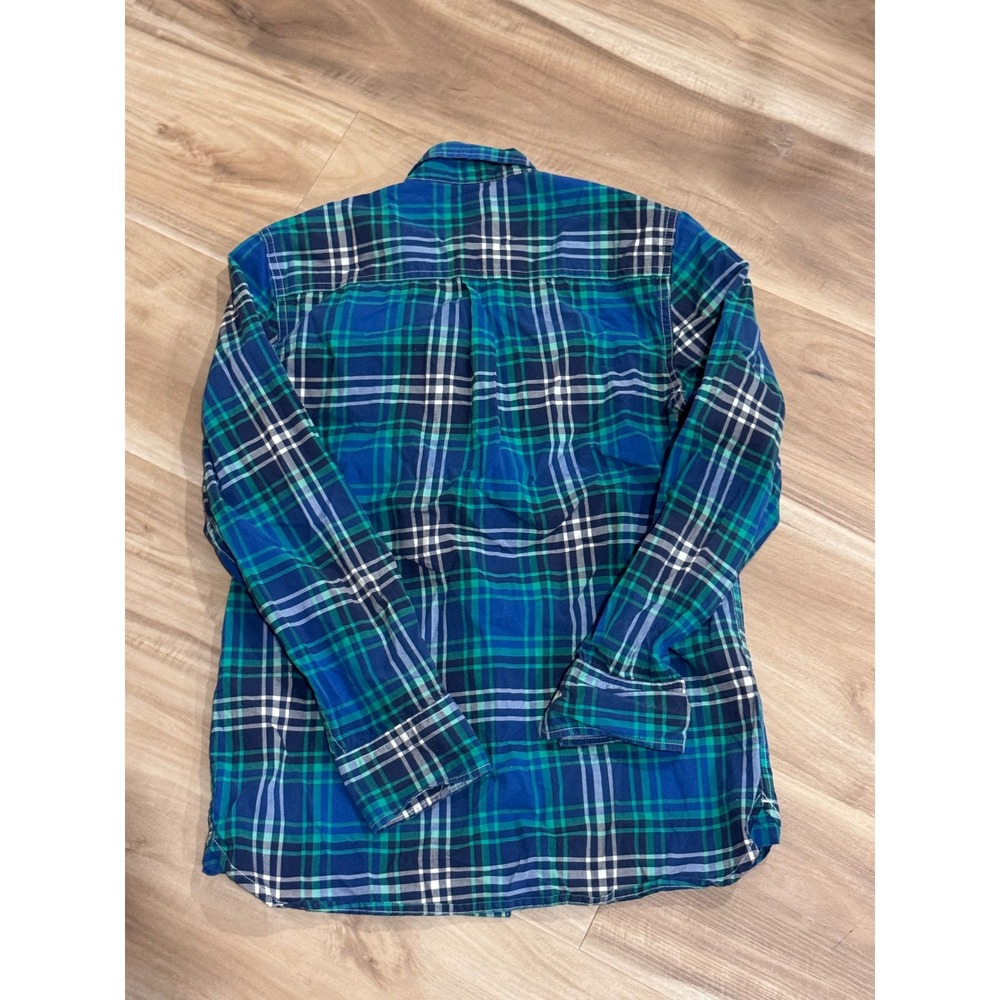 Mini Boden Blue Green Plaid Button Down Shirt Kids Size 11-12Y Cotton - Picture 6 of 6